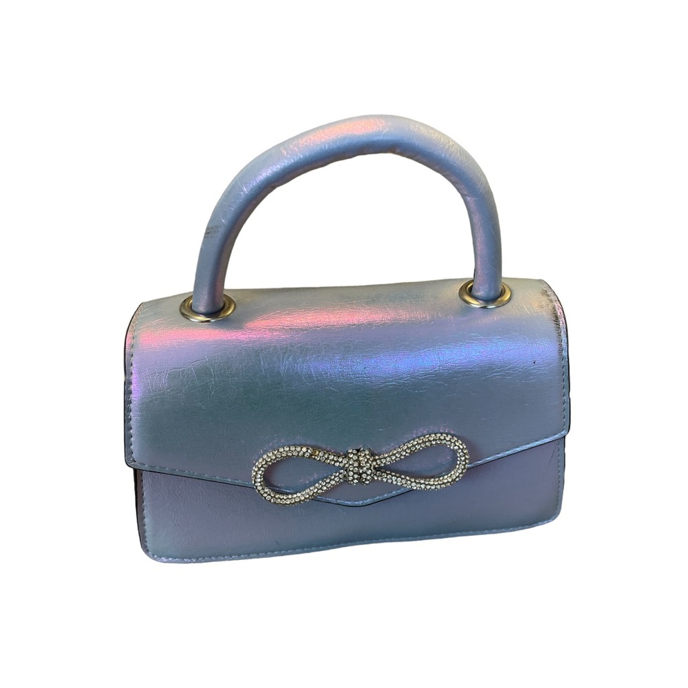 ALDO Holographic Flap-Over Shoulder Bag rhinestone silver bow retro small bag - Picture 2 of 6